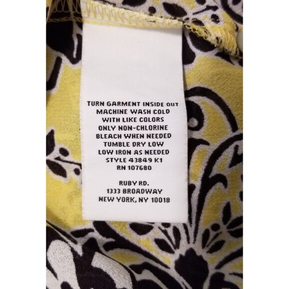 Ruby Rd. Women's Blouse Top Size 1X Floral Button Roll Tab Sleeve Front Tie - Picture 5 of 5